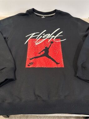 Jordan Flight Crewneck Mens - Nike Jumpman - Size 2XL - Black/Red 527189 010